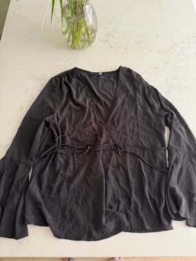 MATERNITY: ASOS Black Wrap Tie Blouse